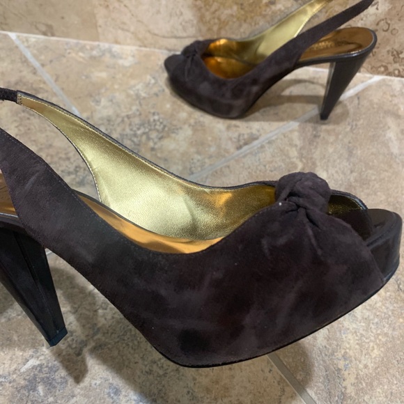 Guess medium brown suede platform heels - Picture 4 of 8